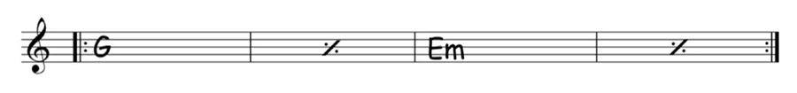 kids guitar lessons that use backing tracks G to Em chord progression